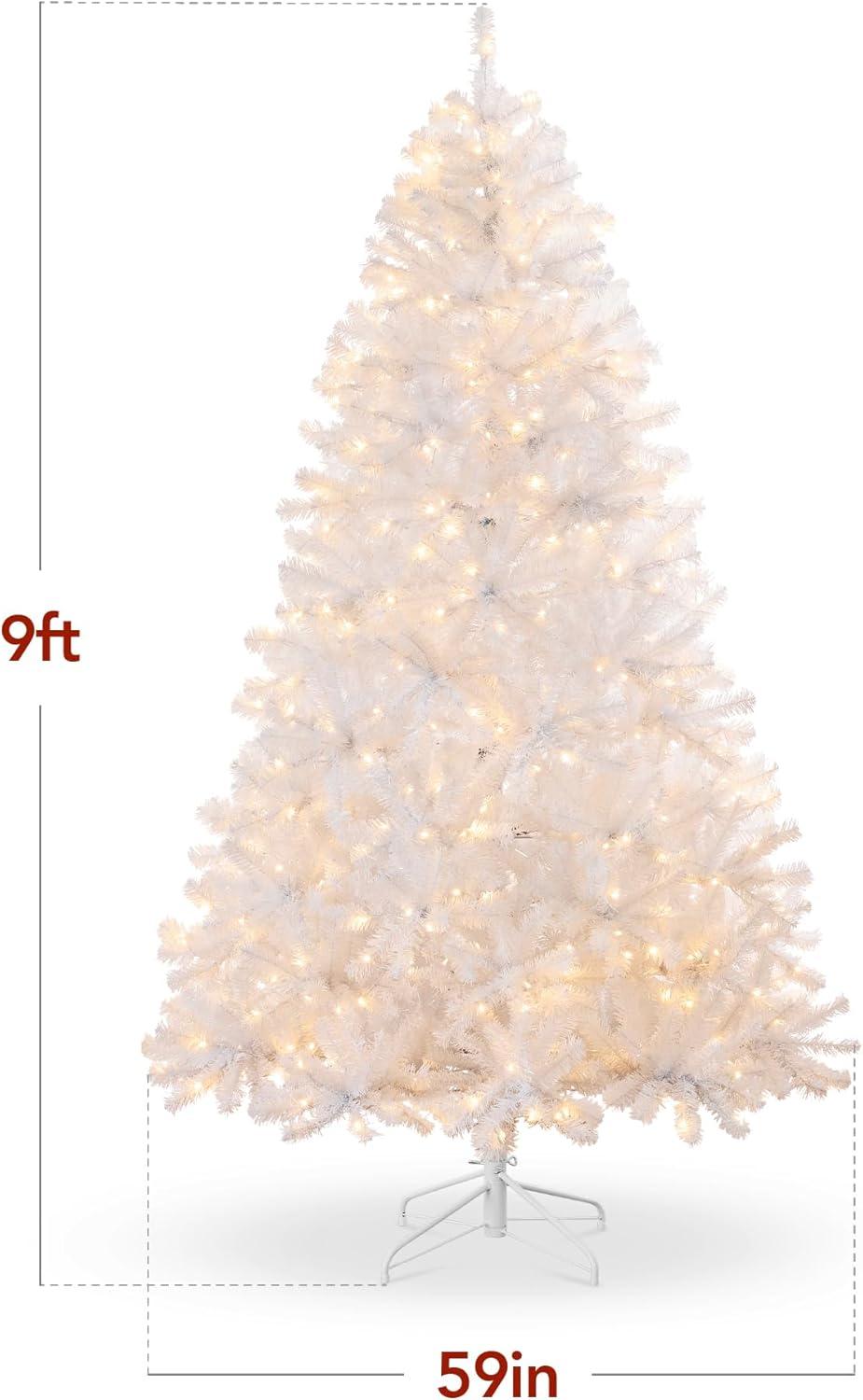 imageBest Choice Products 9ft Prelit Tinsel Christmas Tree Artificial Seasonal Holiday Decoration w 2097 Branch Tips Stand  PinkWhite