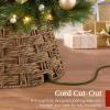 imageBest Choice Products 24in Christmas Tree Collar Woven Hyacinth 3Piece Holiday Rattan Tree Skirt Accessory for Home wCord CutOut  Transparent WhiteChestnut  Basket Weave