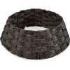 imageBest Choice Products 24in Christmas Tree Collar Woven Hyacinth 3Piece Holiday Rattan Tree Skirt Accessory for Home wCord CutOut  Transparent WhiteEspresso  Basket Weave