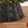 imageBest Choice Products 24in Christmas Tree Collar Woven Hyacinth 3Piece Holiday Rattan Tree Skirt Accessory for Home wCord CutOut  Transparent WhiteEspresso  Basket Weave