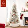 imageBest Choice Products 24in Christmas Tree Collar Woven Hyacinth 3Piece Holiday Rattan Tree Skirt Accessory for Home wCord CutOut  Transparent WhiteTransparent White  Basket Weave