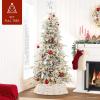 imageBest Choice Products 24in Christmas Tree Collar Woven Hyacinth 3Piece Holiday Rattan Tree Skirt Accessory for Home wCord CutOut  Transparent WhiteTransparent White  Basket Weave
