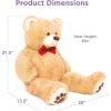 imageBest Choice Products 35in Giant Super Soft Plush Cuddly Teddy Bear Stuffed Animal Toy for Bedroom Kids Playroom wBow Tie Footprints  BrownBrown
