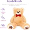 imageBest Choice Products 35in Giant Super Soft Plush Cuddly Teddy Bear Stuffed Animal Toy for Bedroom Kids Playroom wBow Tie Footprints  BrownBrown