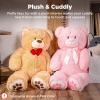 imageBest Choice Products 35in Giant Super Soft Plush Cuddly Teddy Bear Stuffed Animal Toy for Bedroom Kids Playroom wBow Tie Footprints  BrownBrown