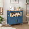 imageBest Choice Products 36in Large Rolling Kitchen Island Cart 2Door Cabinet 2 Drawers PullOut Shelf Power Outlet Hooks amp Swivel Lockable Wheels  Forest GreenSlate Blue