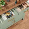 imageBest Choice Products 36in Large Rolling Kitchen Island Cart 2Door Cabinet 2 Drawers PullOut Shelf Power Outlet Hooks amp Swivel Lockable Wheels  Forest GreenPistachio Green