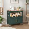 imageBest Choice Products 36in Large Rolling Kitchen Island Cart 2Door Cabinet 2 Drawers PullOut Shelf Power Outlet Hooks amp Swivel Lockable Wheels  Forest GreenForest Green
