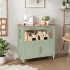 imageBest Choice Products 36in Large Rolling Kitchen Island Cart 2Door Cabinet 2 Drawers PullOut Shelf Power Outlet Hooks amp Swivel Lockable Wheels  Forest GreenPistachio Green