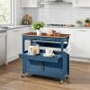 imageBest Choice Products 36in Large Rolling Kitchen Island Cart 2Door Cabinet 2 Drawers PullOut Shelf Power Outlet Hooks amp Swivel Lockable Wheels  Forest GreenSlate Blue