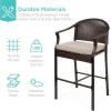imageBest Choice Products 3Piece Patio Bar Table Set Outdoor Wicker Bar Height Bistro Furniture for Backyard Poolside Balcony wBarstools Cushions Steel Frame  BrownBeigeBrownBeige