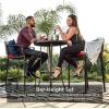 imageBest Choice Products 3Piece Patio Bar Table Set Outdoor Wicker Bar Height Bistro Furniture for Backyard Poolside Balcony wBarstools Cushions Steel Frame  BrownBeigeBrownRed