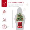 imageBest Choice Products 40in Santa Boots with PreDecorated Christmas Tree Greenery Decoration for Home amp Office HandPainted Frosted Tips BatteryOperated Lights