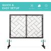 imageBest Choice Products 44x33in 2Panel Handcrafted Wrought Iron Decorative Mesh Geometric Fireplace Screen Fire Spark Guard wMagnetic Doors  BlackBlack
