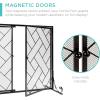 imageBest Choice Products 44x33in 2Panel Handcrafted Wrought Iron Decorative Mesh Geometric Fireplace Screen Fire Spark Guard wMagnetic Doors  BlackBlack