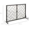 imageBest Choice Products 44x33in 2Panel Handcrafted Wrought Iron Decorative Mesh Geometric Fireplace Screen Fire Spark Guard wMagnetic Doors  BlackBlack