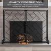 imageBest Choice Products 44x33in 2Panel Handcrafted Wrought Iron Decorative Mesh Geometric Fireplace Screen Fire Spark Guard wMagnetic Doors  BlackBlack