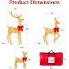 imageBest Choice Products 4ft 3Piece 2D Lighted Christmas Deer Family Set Large Outdoor Yard Reindeer Holiday Decoration with 175 LED Lights Stakes Zip Ties  GoldGold