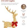 imageBest Choice Products 4ft 3Piece 2D Lighted Christmas Deer Family Set Large Outdoor Yard Reindeer Holiday Decoration with 175 LED Lights Stakes Zip Ties  GoldGold