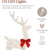 imageBest Choice Products 4ft 3Piece 2D Lighted Christmas Deer Family Set Large Outdoor Yard Reindeer Holiday Decoration with 175 LED Lights Stakes Zip Ties  GoldWhite