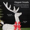 imageBest Choice Products 4ft 3Piece 2D Lighted Christmas Deer Family Set Large Outdoor Yard Reindeer Holiday Decoration with 175 LED Lights Stakes Zip Ties  GoldSilver