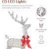 imageBest Choice Products 4ft 3Piece 2D Lighted Christmas Deer Family Set Large Outdoor Yard Reindeer Holiday Decoration with 175 LED Lights Stakes Zip Ties  GoldSilver