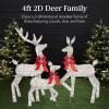 imageBest Choice Products 4ft 3Piece 2D Lighted Christmas Deer Family Set Large Outdoor Yard Reindeer Holiday Decoration with 175 LED Lights Stakes Zip Ties  GoldSilver