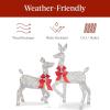 imageBest Choice Products 4ft 3Piece 2D Lighted Christmas Deer Family Set Large Outdoor Yard Reindeer Holiday Decoration with 175 LED Lights Stakes Zip Ties  GoldSilver