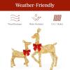 imageBest Choice Products 4ft 3Piece 2D Lighted Christmas Deer Family Set Large Outdoor Yard Reindeer Holiday Decoration with 175 LED Lights Stakes Zip Ties  GoldGold