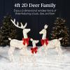imageBest Choice Products 4ft 3Piece 2D Lighted Christmas Deer Family Set Large Outdoor Yard Reindeer Holiday Decoration with 175 LED Lights Stakes Zip Ties  GoldWhite