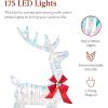 imageBest Choice Products 4ft 3Piece 2D Lighted Christmas Deer Family Set Large Outdoor Yard Reindeer Holiday Decoration with 175 LED Lights Stakes Zip Ties  GoldIridescent