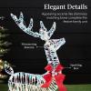 imageBest Choice Products 4ft 3Piece 2D Lighted Christmas Deer Family Set Large Outdoor Yard Reindeer Holiday Decoration with 175 LED Lights Stakes Zip Ties  GoldIridescent