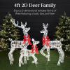 imageBest Choice Products 4ft 3Piece 2D Lighted Christmas Deer Family Set Large Outdoor Yard Reindeer Holiday Decoration with 175 LED Lights Stakes Zip Ties  GoldIridescent