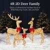 imageBest Choice Products 4ft 3Piece 2D Lighted Christmas Deer Family Set Large Outdoor Yard Reindeer Holiday Decoration with 175 LED Lights Stakes Zip Ties  GoldGold