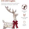 imageBest Choice Products 4ft 3Piece 2D Lighted Christmas Deer Family Set Large Outdoor Yard Reindeer Holiday Decoration with 175 LED Lights Stakes Zip Ties  GoldRattan