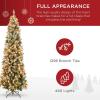imageBest Choice Products 9ft PreLit Pencil Christmas Tree Partially Flocked PreDecorated for Home Skinny Frosted Holiday Tree w 1298 Tips 460 Lights Pine Cones Metal Hinges amp Base9ft