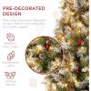 imageBest Choice Products 9ft PreLit Pencil Christmas Tree Partially Flocked PreDecorated for Home Skinny Frosted Holiday Tree w 1298 Tips 460 Lights Pine Cones Metal Hinges amp Base6ft