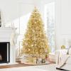 imageBest Choice Products 9ft Prelit Tinsel Christmas Tree Artificial Seasonal Holiday Decoration w 2097 Branch Tips Stand  PinkChampagne Gold