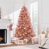imageBest Choice Products 9ft Prelit Tinsel Christmas Tree Artificial Seasonal Holiday Decoration w 2097 Branch Tips Stand  PinkPink