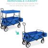 imageBest Choice Products Collapsible Folding Outdoor Utility Wagon with Canopy Garden Cart for Beach Picnic Camping Tailgates wRemovable Canopy Detachable Pockets 150lb Weight Capacity  BlueBlue