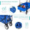 imageBest Choice Products Collapsible Folding Outdoor Utility Wagon with Canopy Garden Cart for Beach Picnic Camping Tailgates wRemovable Canopy Detachable Pockets 150lb Weight Capacity  BlueBlue