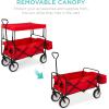 imageBest Choice Products Collapsible Folding Outdoor Utility Wagon with Canopy Garden Cart for Beach Picnic Camping Tailgates wRemovable Canopy Detachable Pockets 150lb Weight Capacity  BlueRed