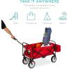 imageBest Choice Products Collapsible Folding Outdoor Utility Wagon with Canopy Garden Cart for Beach Picnic Camping Tailgates wRemovable Canopy Detachable Pockets 150lb Weight Capacity  BlueRed