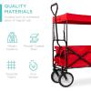 imageBest Choice Products Collapsible Folding Outdoor Utility Wagon with Canopy Garden Cart for Beach Picnic Camping Tailgates wRemovable Canopy Detachable Pockets 150lb Weight Capacity  BlueRed