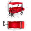 imageBest Choice Products Collapsible Folding Outdoor Utility Wagon with Canopy Garden Cart for Beach Picnic Camping Tailgates wRemovable Canopy Detachable Pockets 150lb Weight Capacity  BlueRed