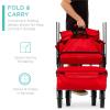 imageBest Choice Products Collapsible Folding Outdoor Utility Wagon with Canopy Garden Cart for Beach Picnic Camping Tailgates wRemovable Canopy Detachable Pockets 150lb Weight Capacity  BlueRed