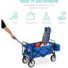 imageBest Choice Products Collapsible Folding Outdoor Utility Wagon with Canopy Garden Cart for Beach Picnic Camping Tailgates wRemovable Canopy Detachable Pockets 150lb Weight Capacity  BlueBlue