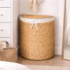 imageBest Choice Products Half Moon Laundry Hamper wLid Woven Half Round Laundry Basket wRemovable Liner amp Bultin Handles for Bathroom Bedroom amp Laundry Room  NaturalNatural
