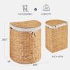 imageBest Choice Products Half Moon Laundry Hamper wLid Woven Half Round Laundry Basket wRemovable Liner amp Bultin Handles for Bathroom Bedroom amp Laundry Room  NaturalNatural