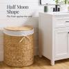 imageBest Choice Products Half Moon Laundry Hamper wLid Woven Half Round Laundry Basket wRemovable Liner amp Bultin Handles for Bathroom Bedroom amp Laundry Room  NaturalNatural